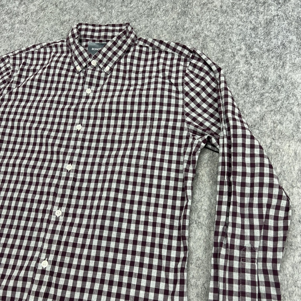 Bonobos Shirt Mens L Purple Gray Check Slim Fit Long Sleeve Button Down Preppy - Picture 7 of 16